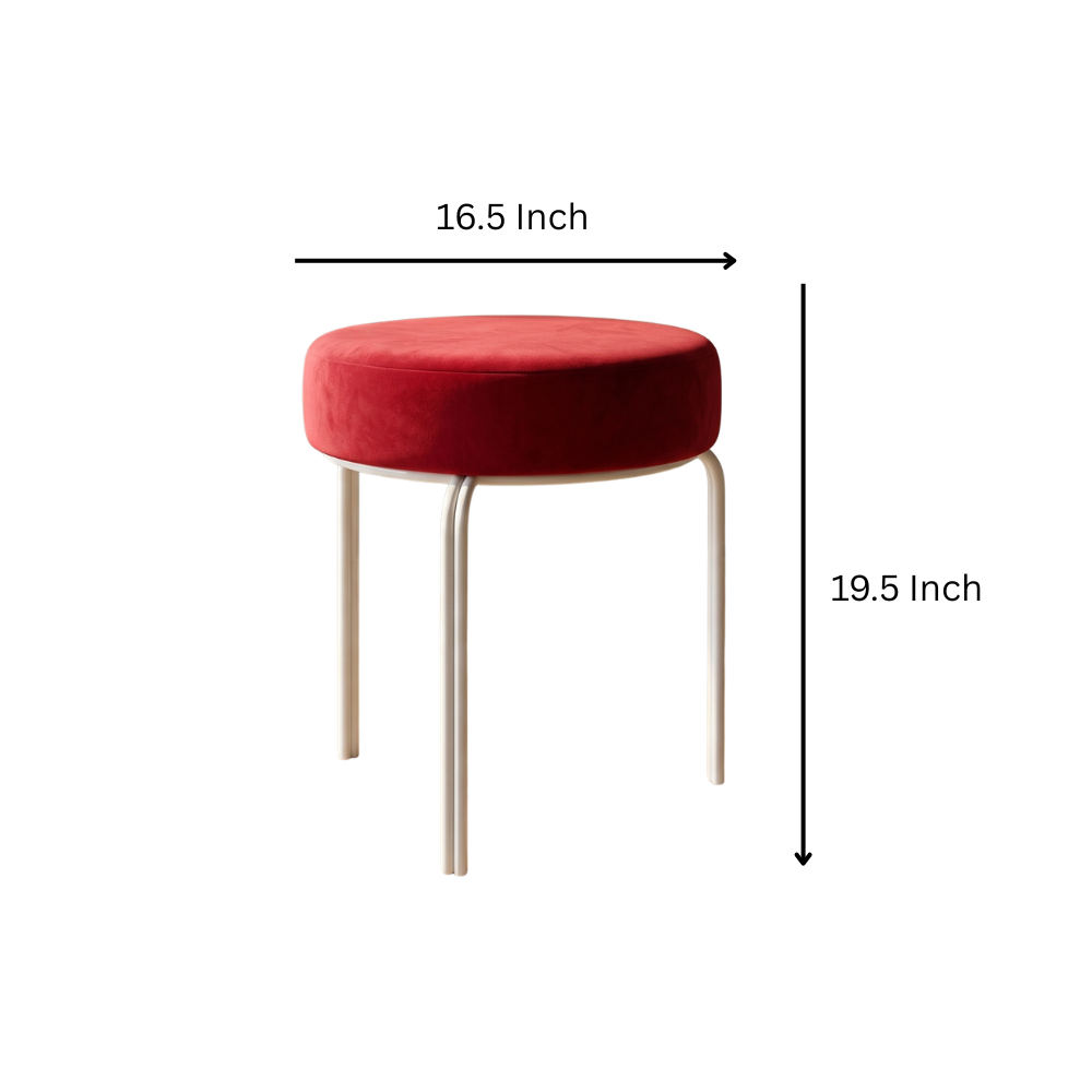 Regal Velvet Vanity Stool White