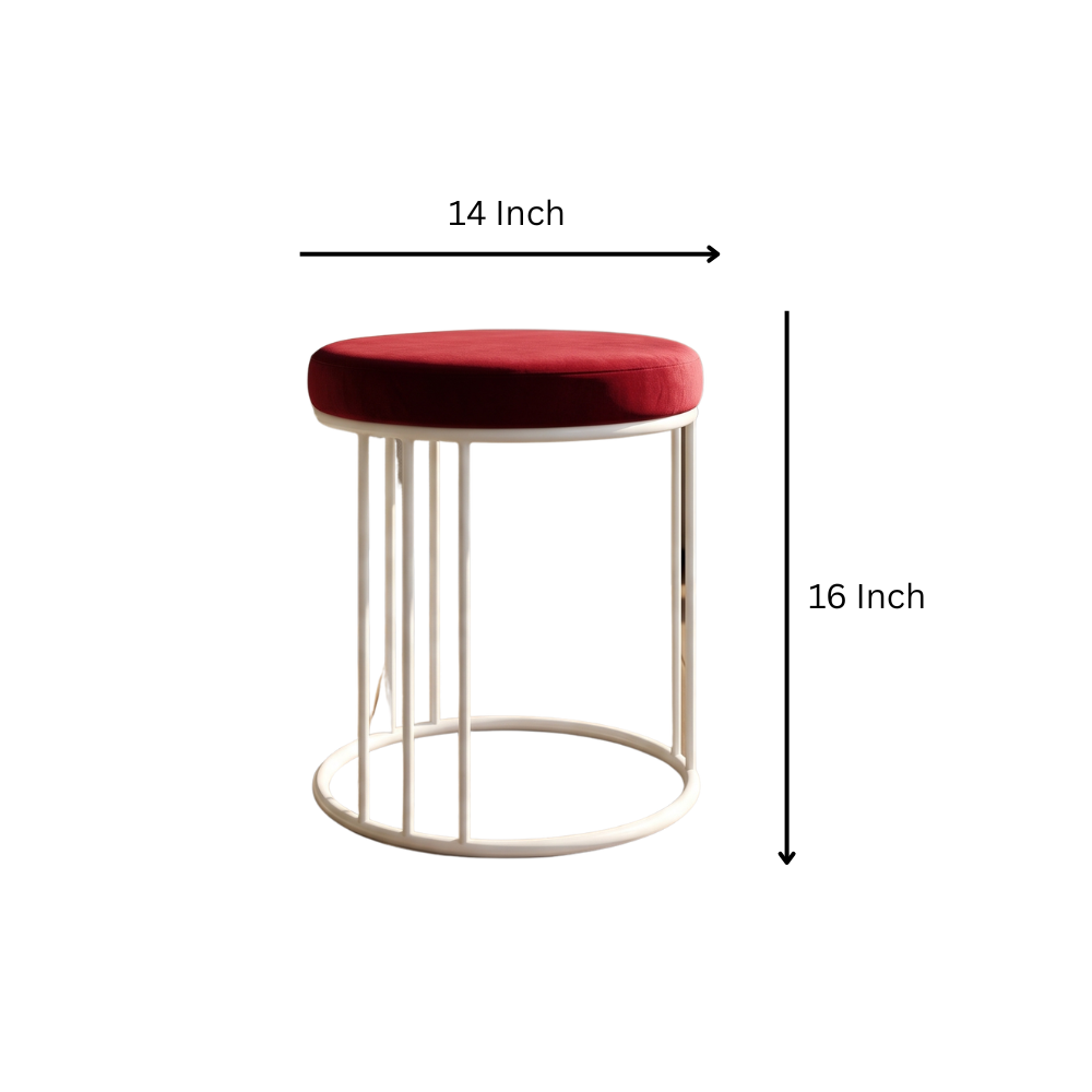 Nova Velvet Accent Stool White