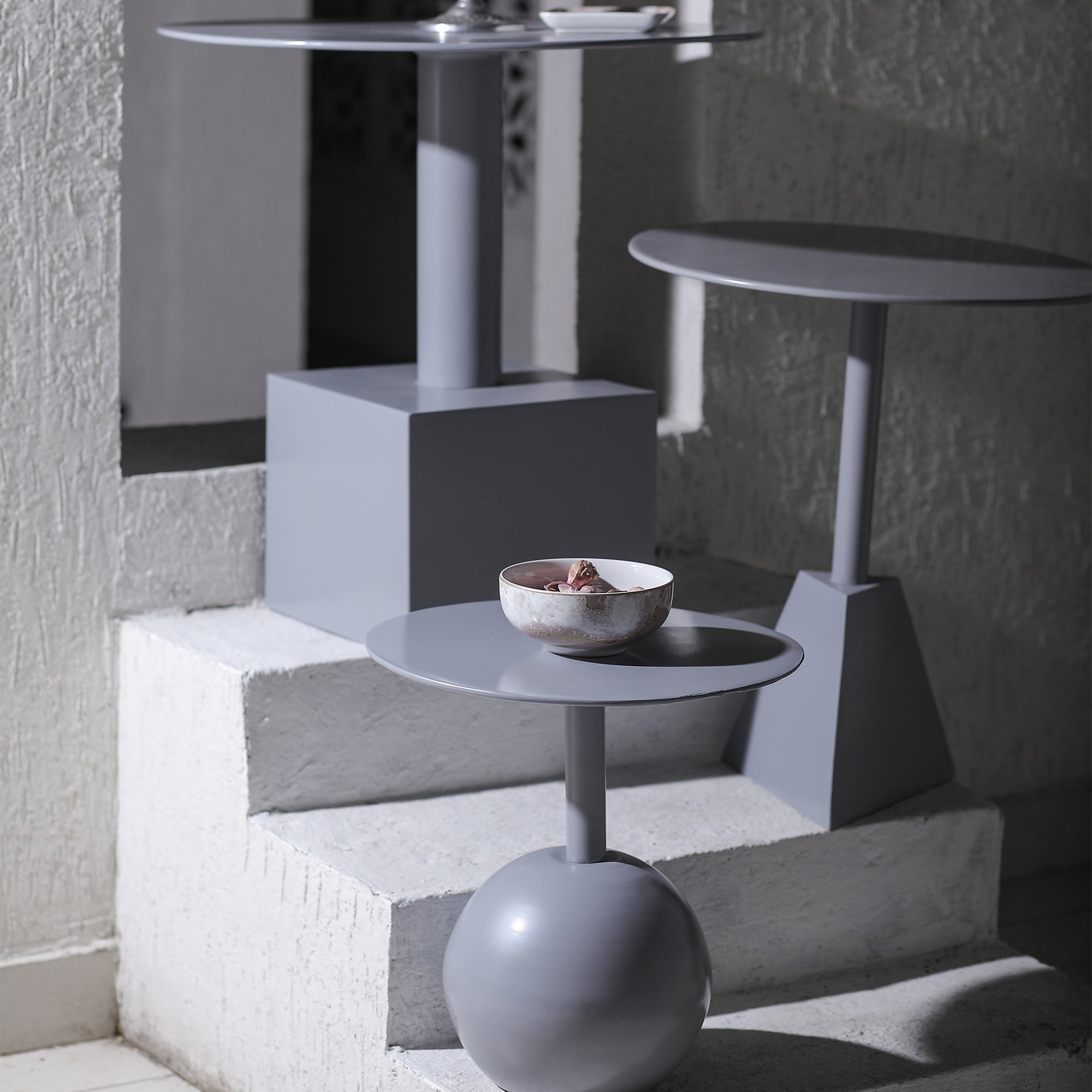 Trinity Globe Table Set of 3 Light Grey