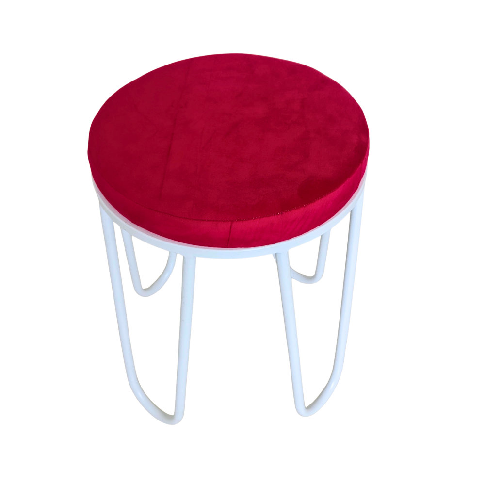 Aster Velvet Vanity Stool White
