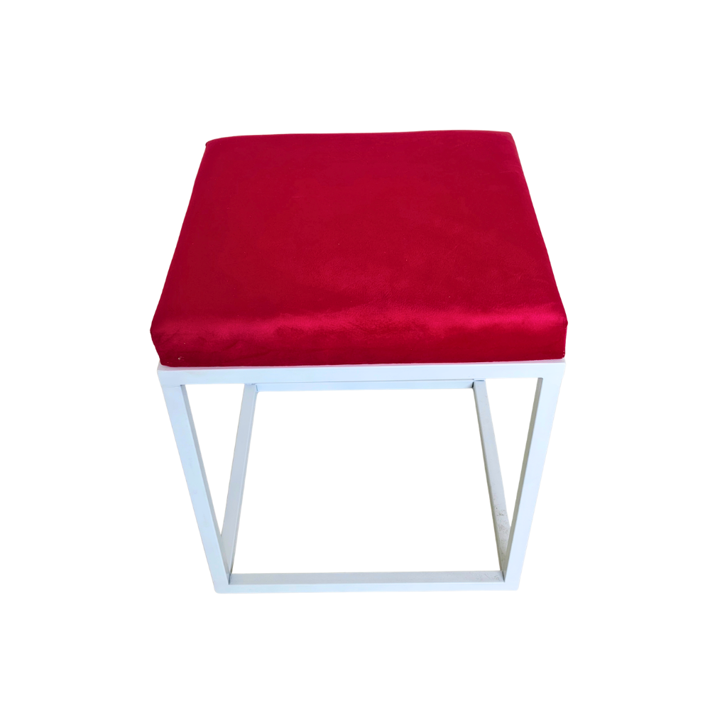 Monarch Velvet Square Vanity Stool White