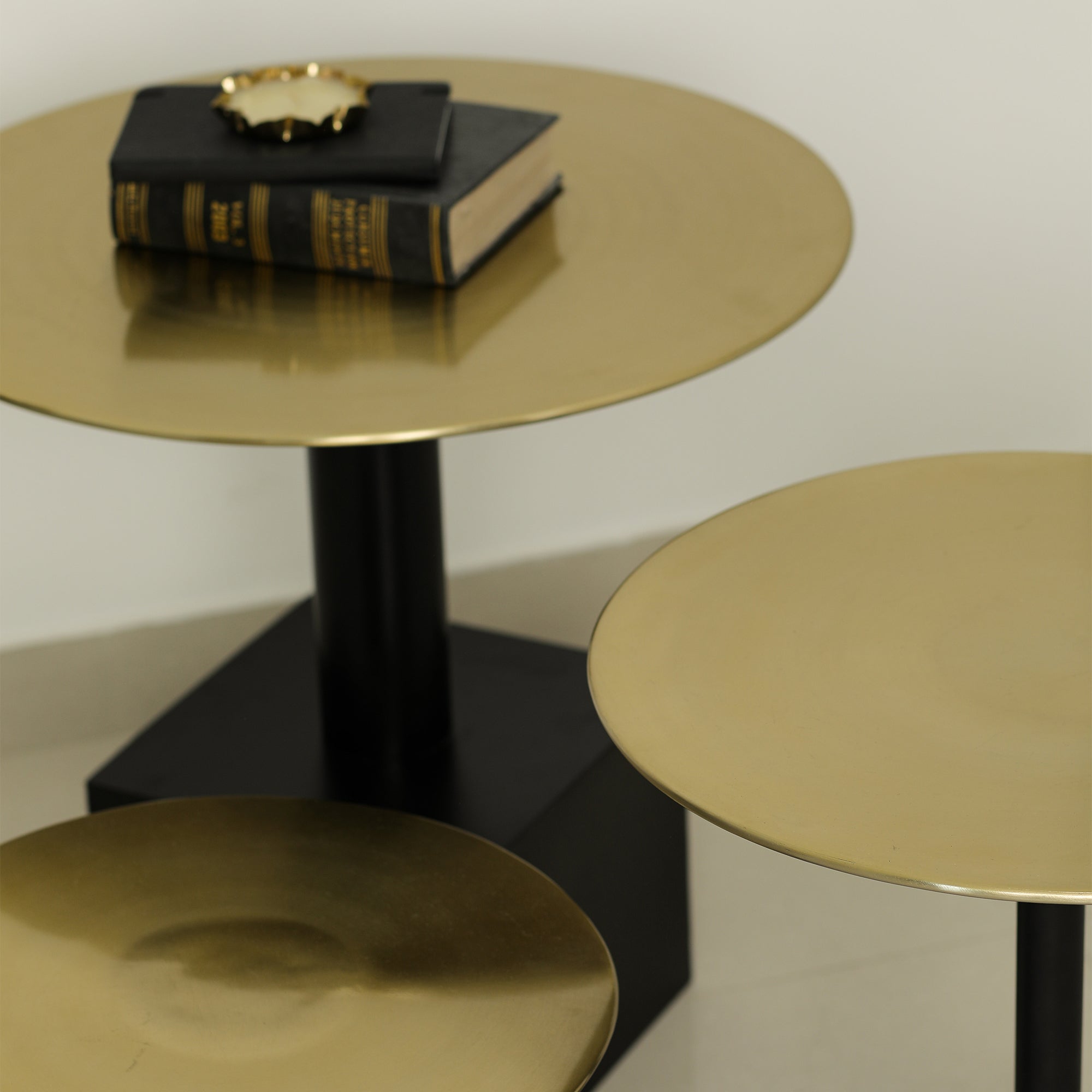 Trinity Globe Table Set of 3 Black & Gold