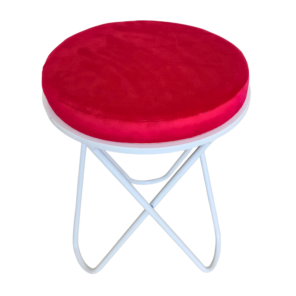 Halo Cross Velvet Vanity Stool White