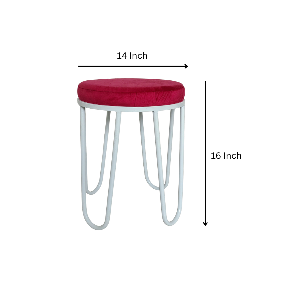 Aster Velvet Vanity Stool White