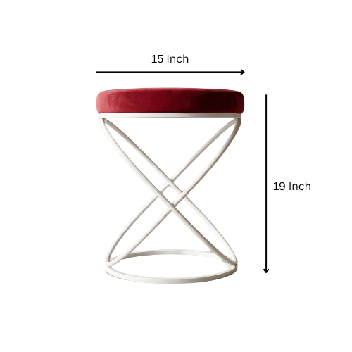 Luna Velvet Metallic Stool in White