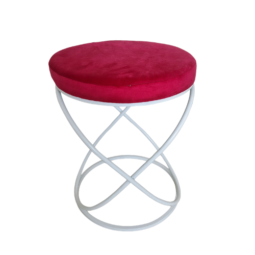 Luna Velvet Metallic Stool in White