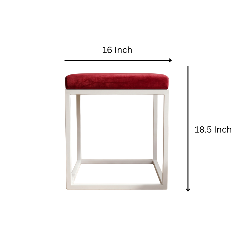 Monarch Velvet Square Vanity Stool White