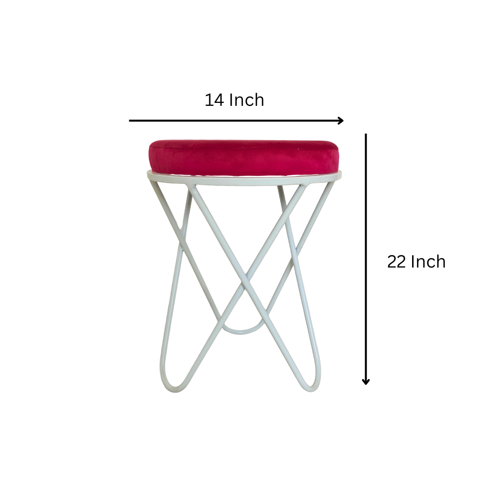 Halo Cross Velvet Vanity Stool White