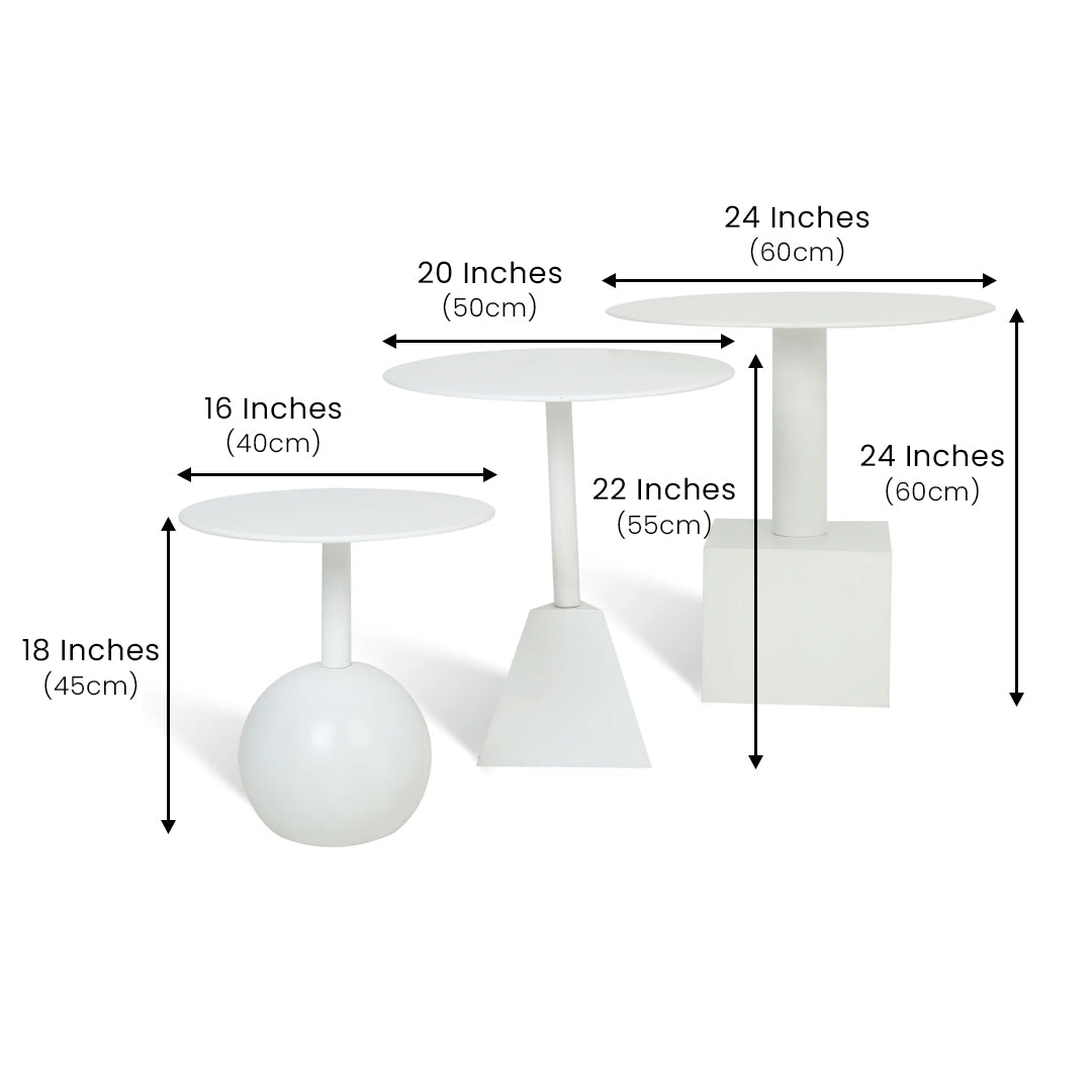 Trinity Globe Table Set of 3 White