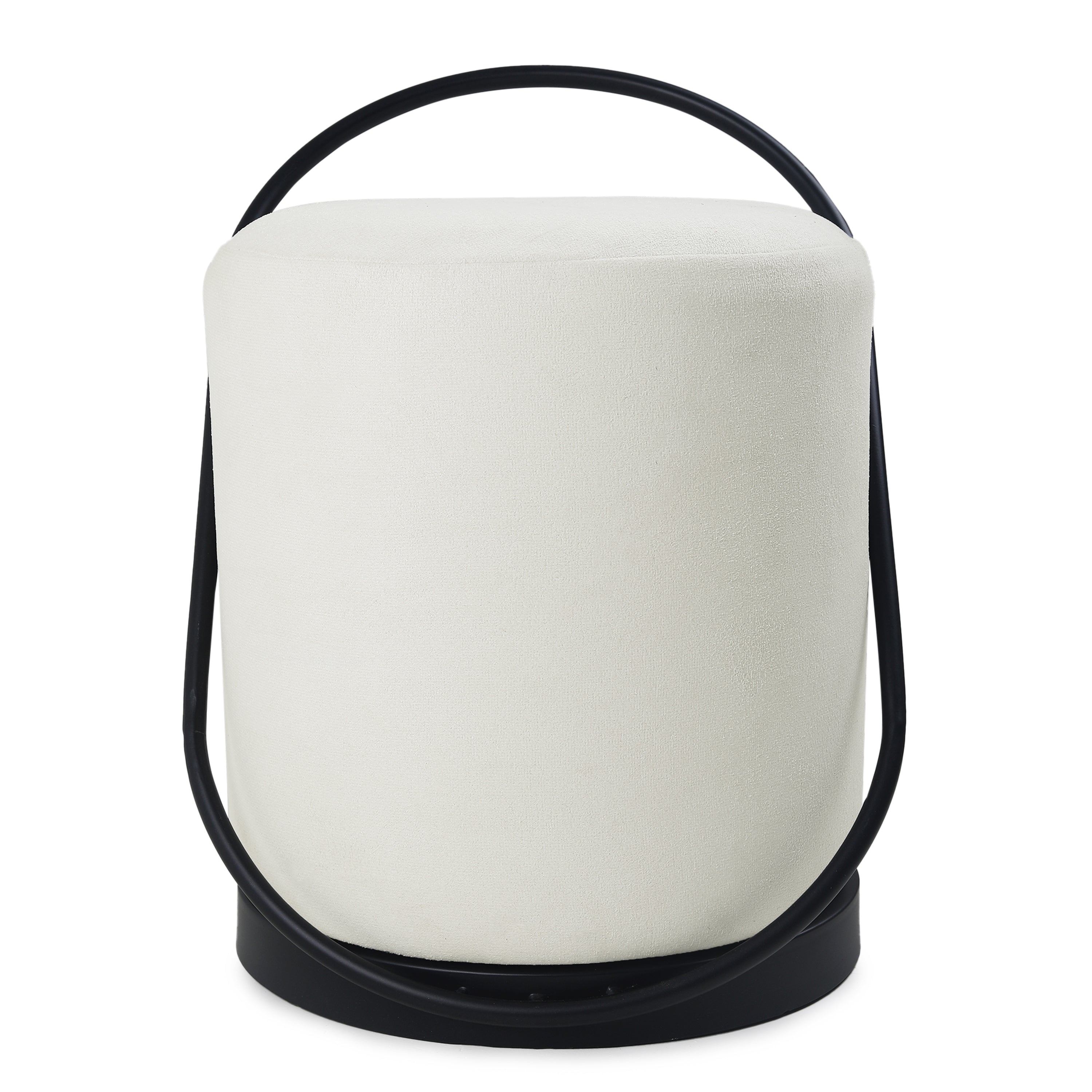 Bennett Pouffe Black with Off White