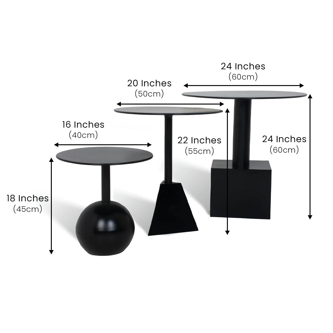 Trinity Globe Table Set of 3 Black