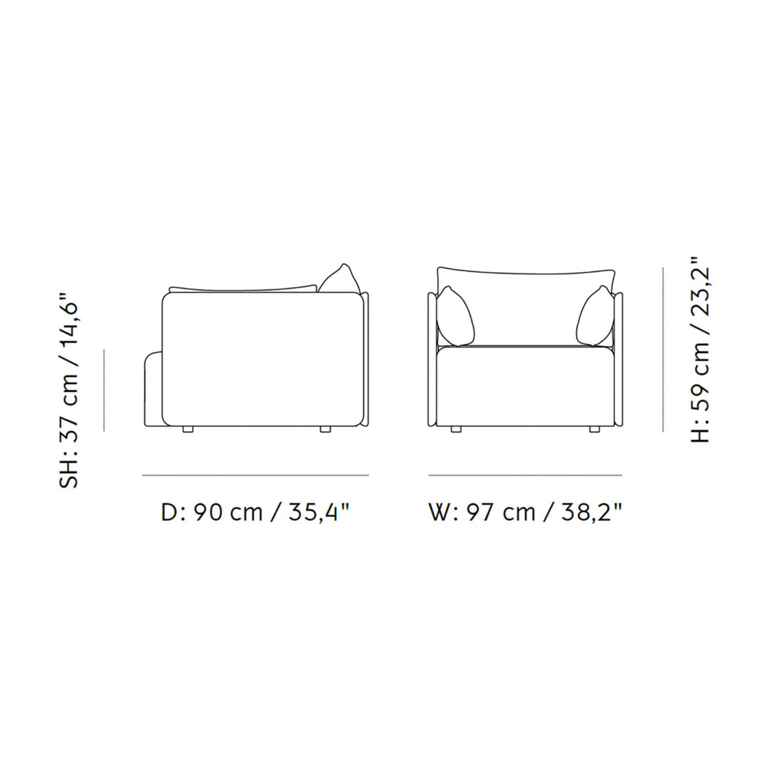 Sicily 1 Seater Sofa in Off White