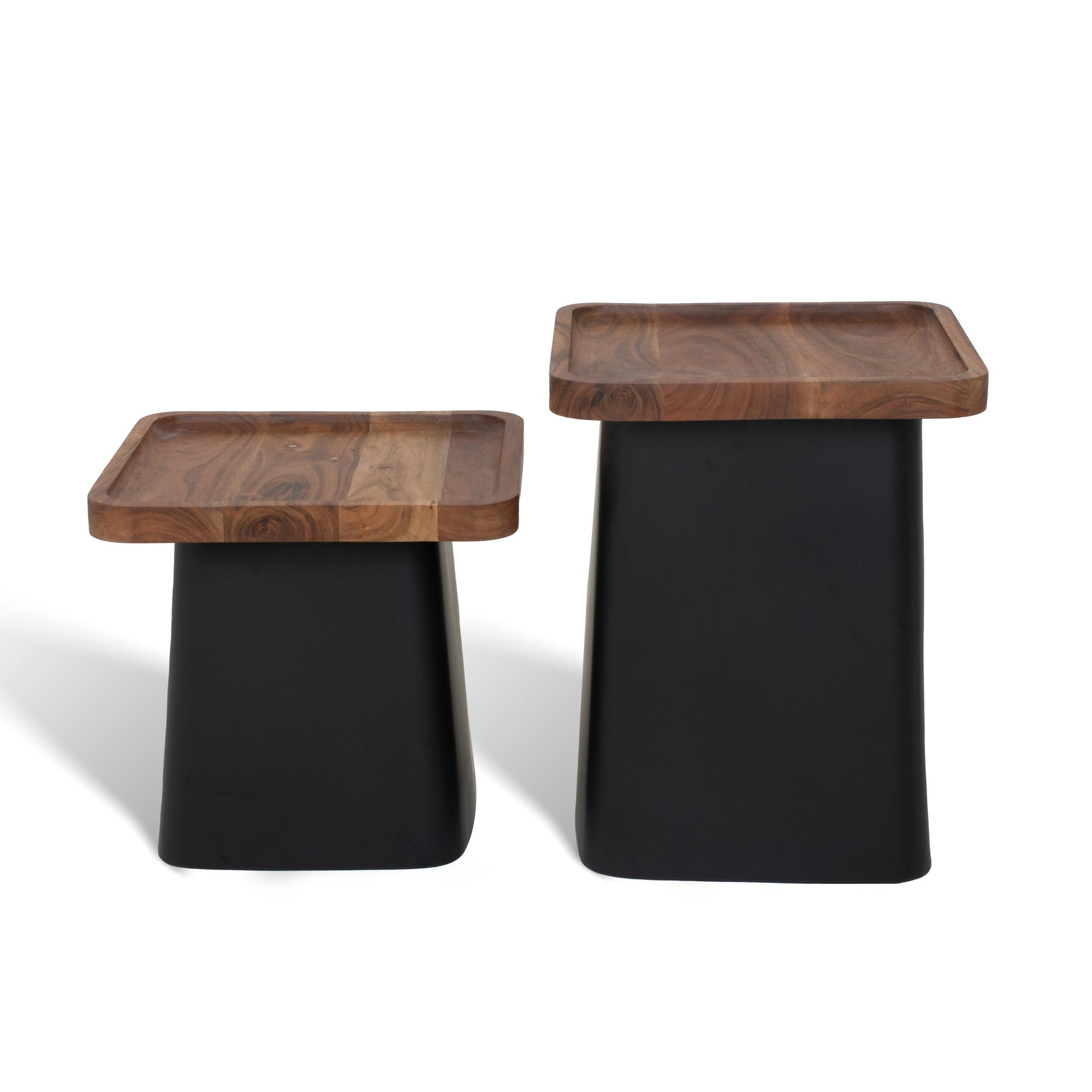 Royal Square Table Set of 2 with Wooden Top Black
