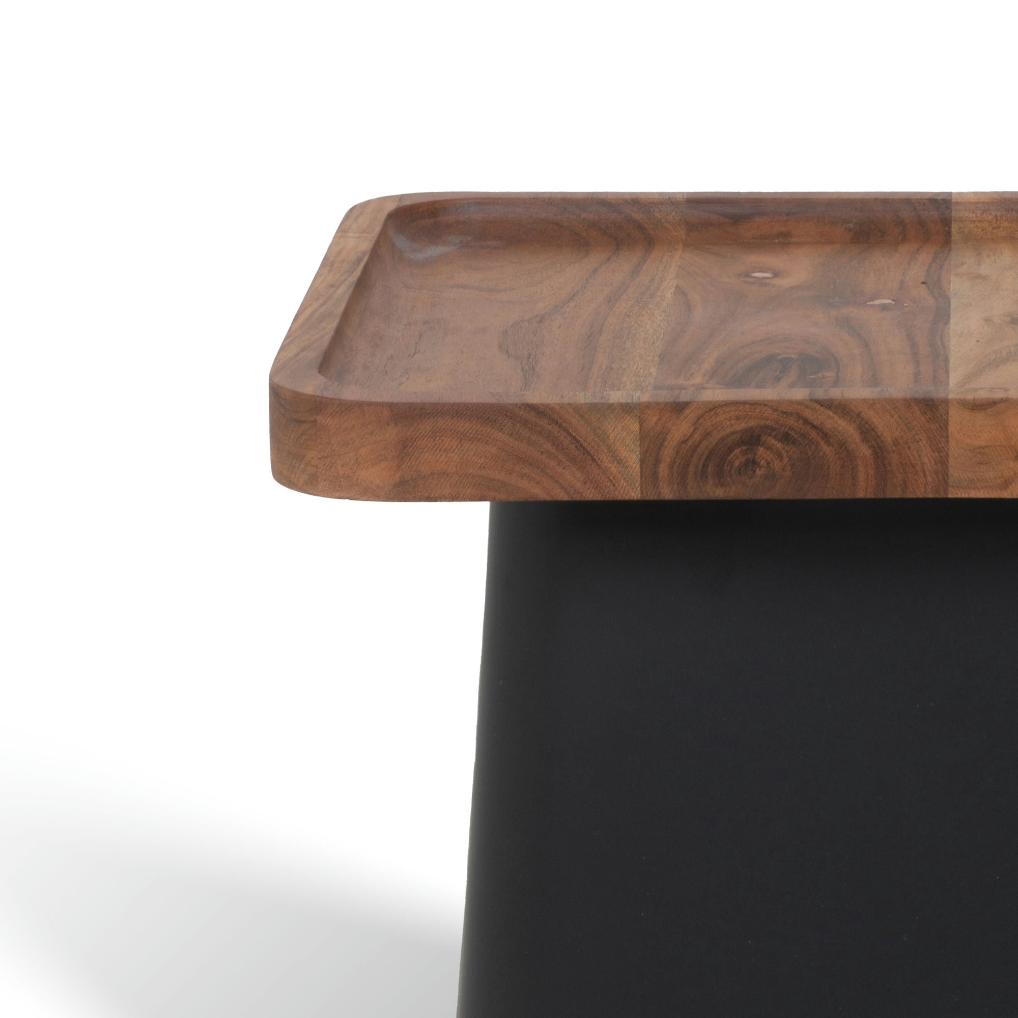 Royal Square Table Set of 2 with Wooden Top Black