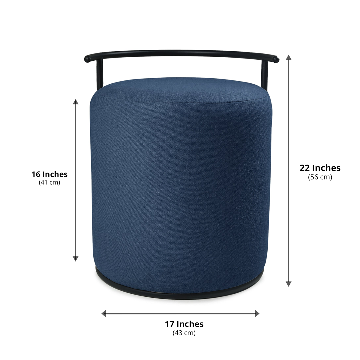 Atticus Pouffe Black with Blue