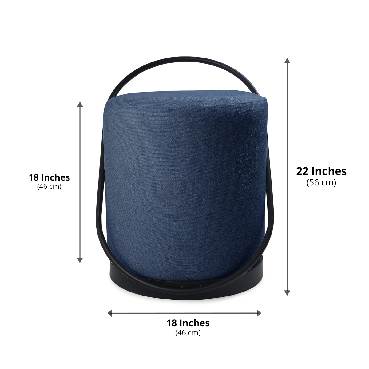 Bennett Pouffe Black with Blue