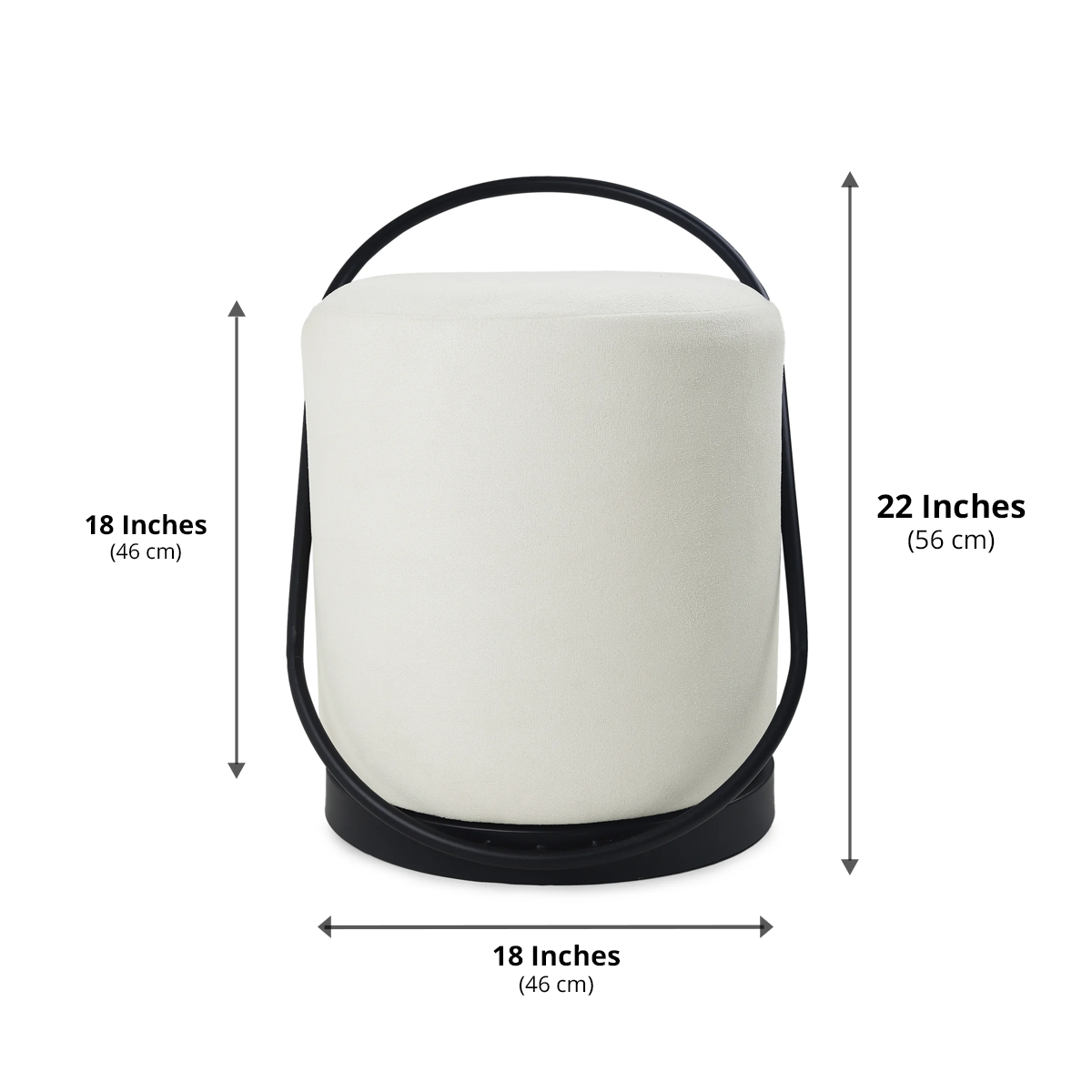 Bennett Pouffe Black with Off White