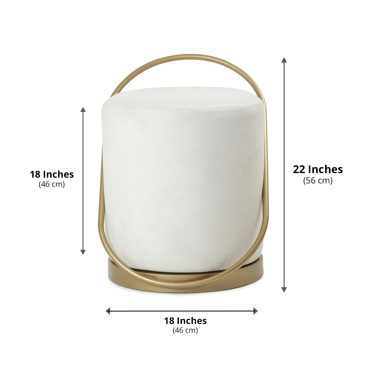 Bennett Pouffe Gold with Off White