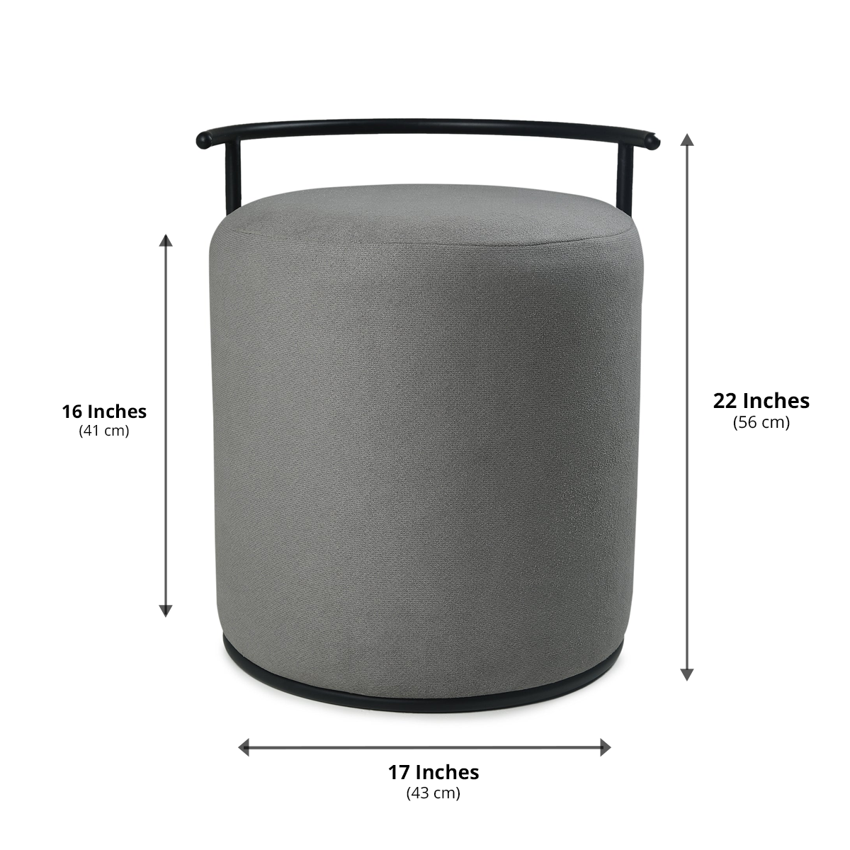 Atticus Pouffe Black with Dark Grey