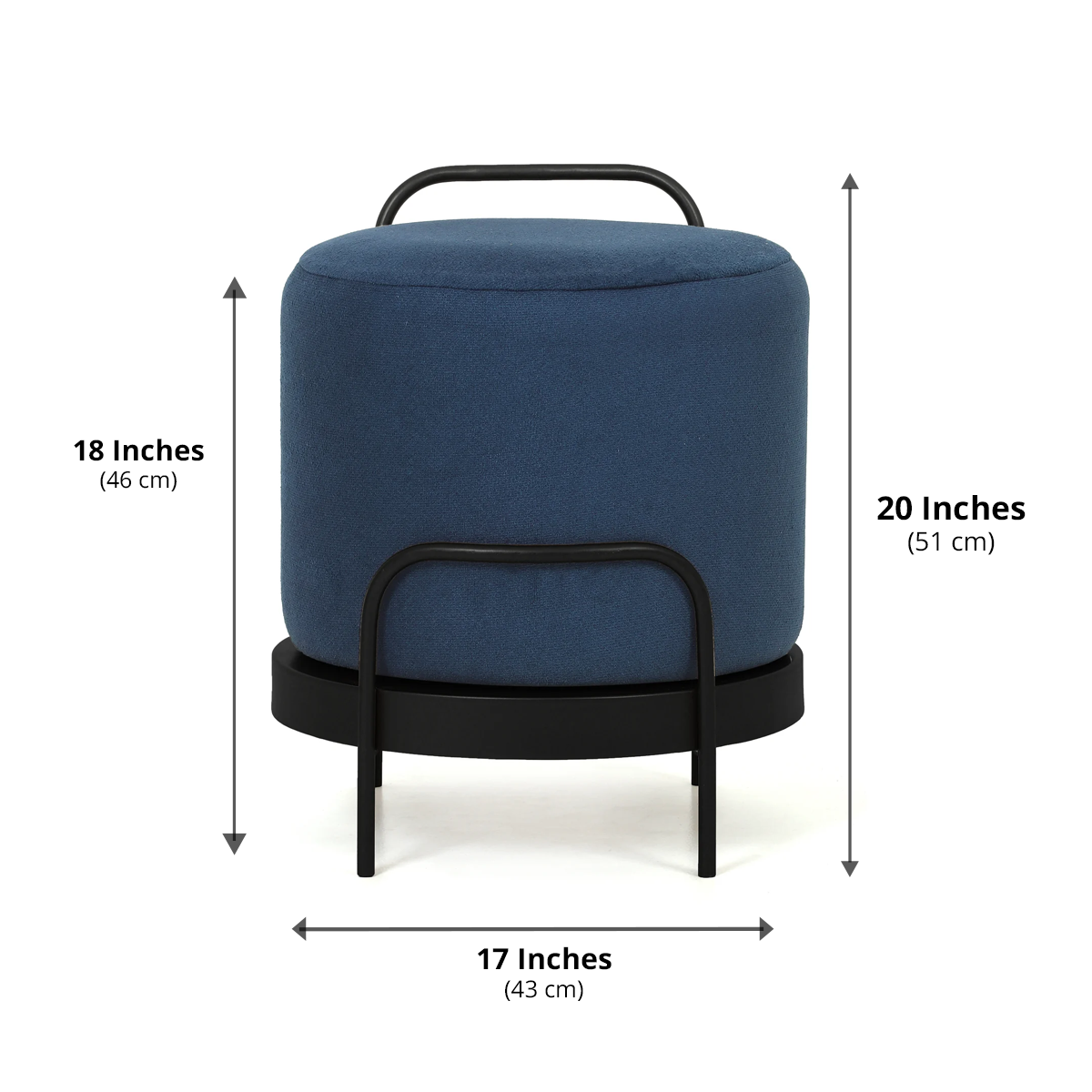 Cassius Pouffe Black with Blue