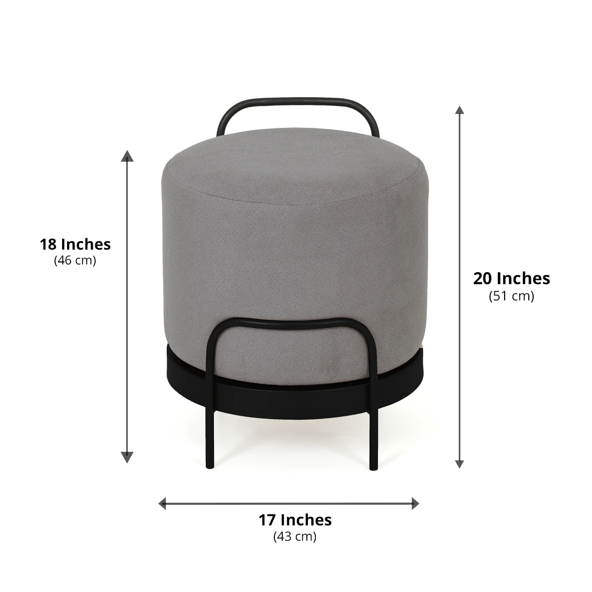 Cassius Pouffe Black with Dark Grey