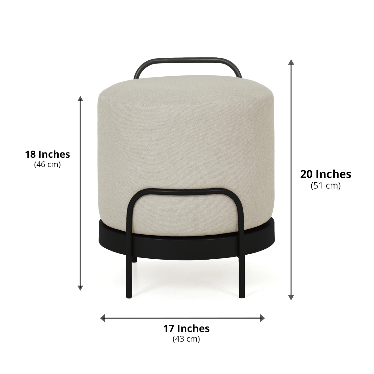Cassius Pouffe Black with Off White