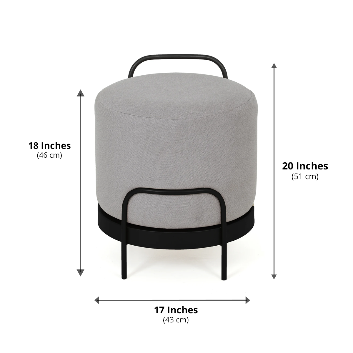 Cassius Pouffe Black with Light Grey