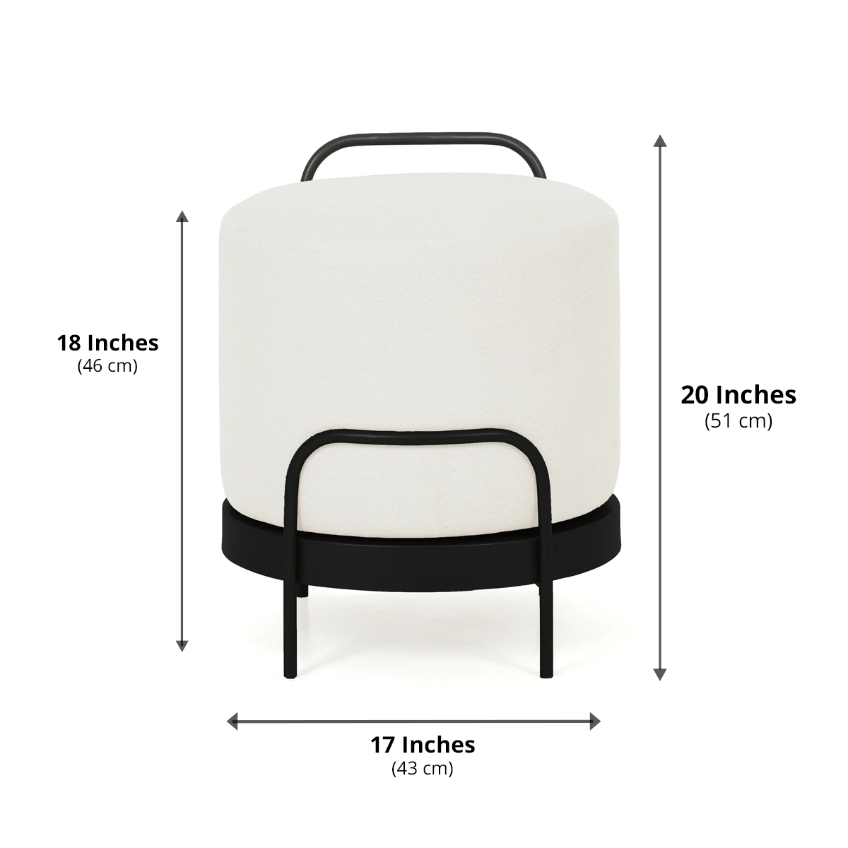 Cassius Pouffe Black with White