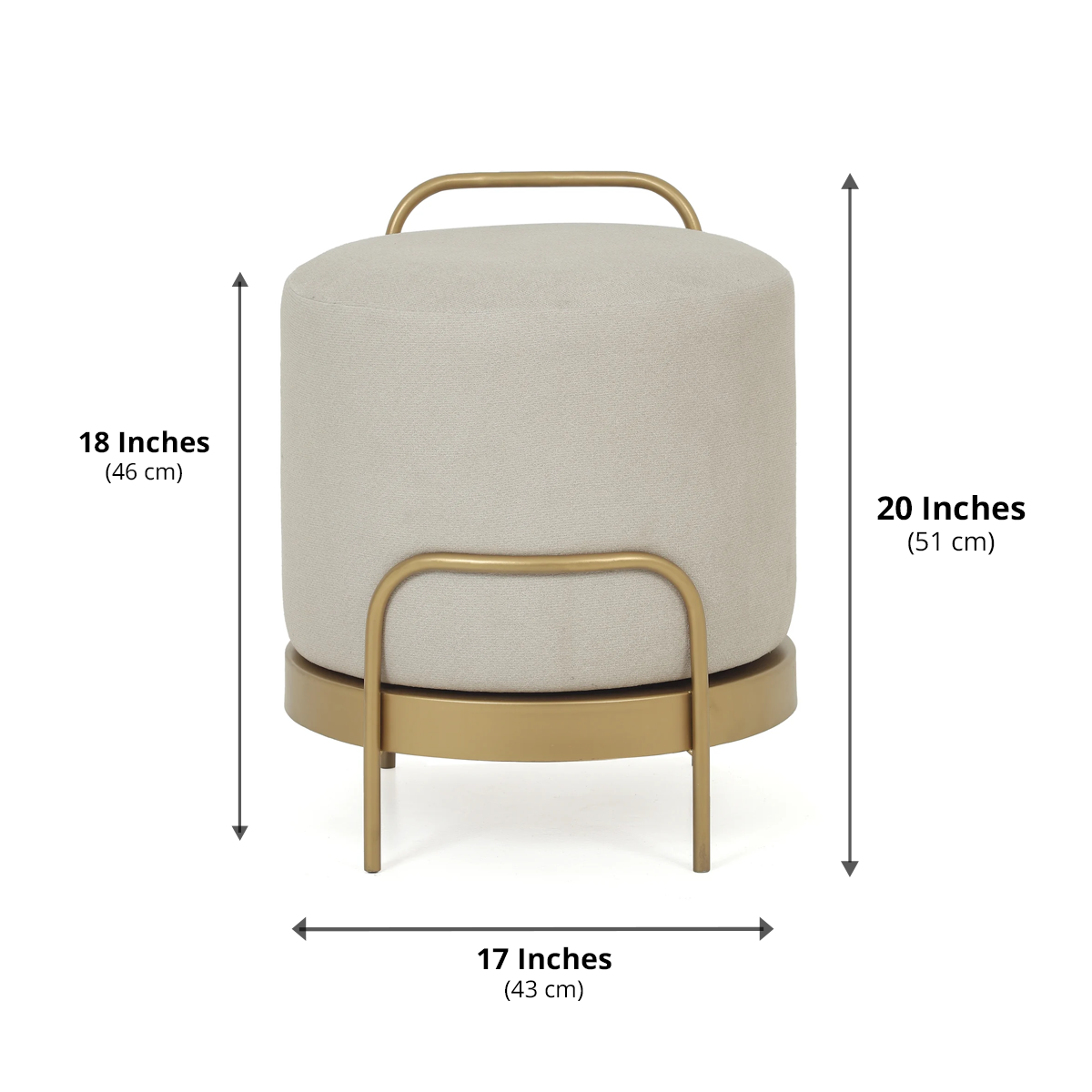 Cassius Pouffe Gold with Off White