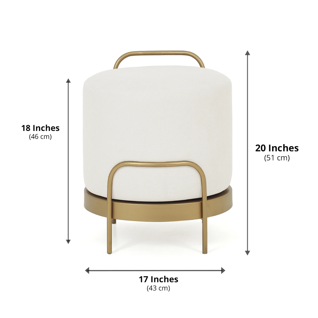 Cassius Pouffe Gold with White
