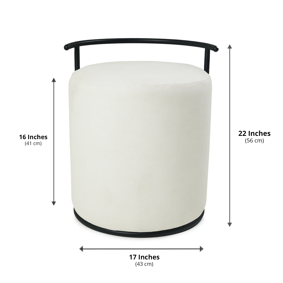 Atticus Pouffe Black with Off White