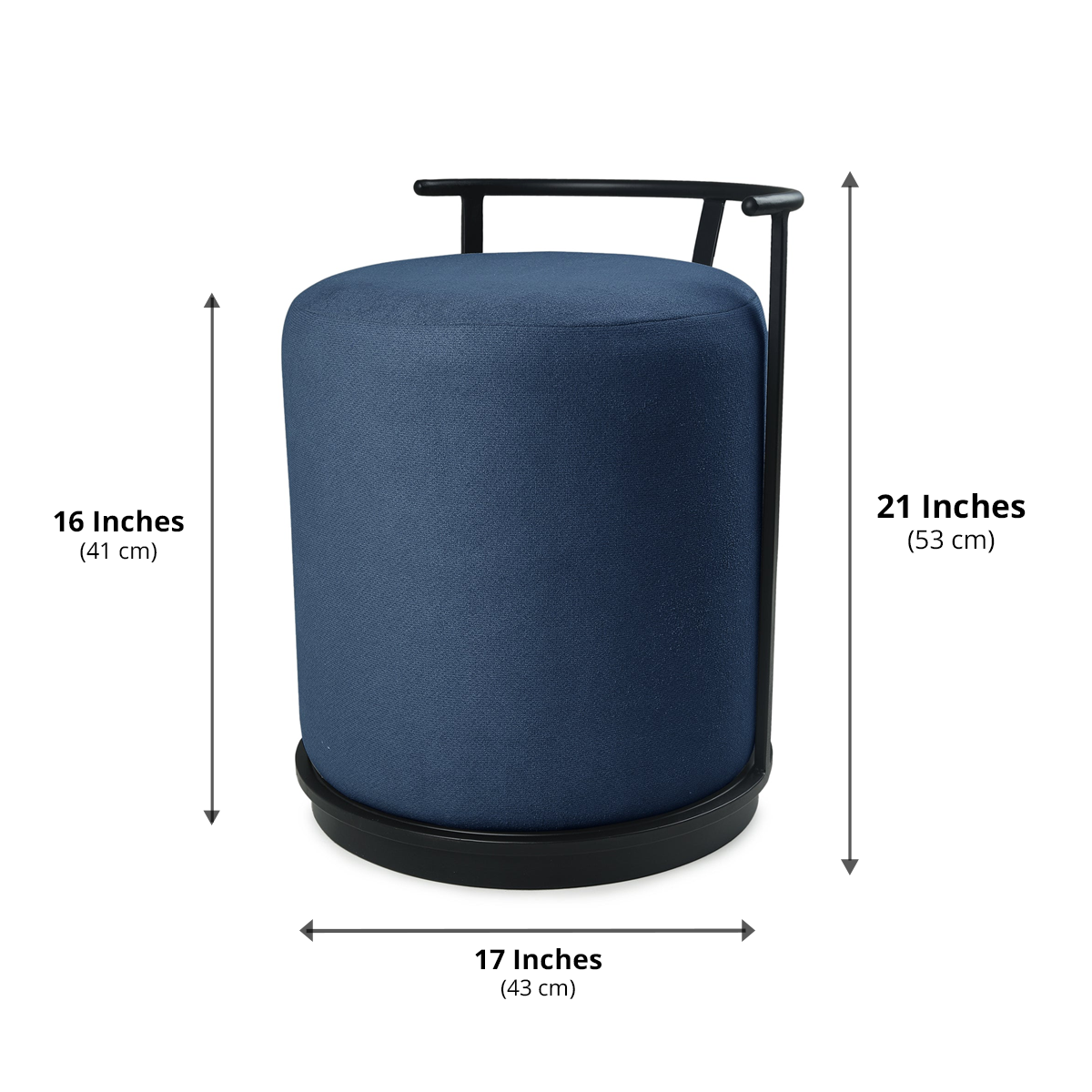 Leo Pouffe Black with Blue