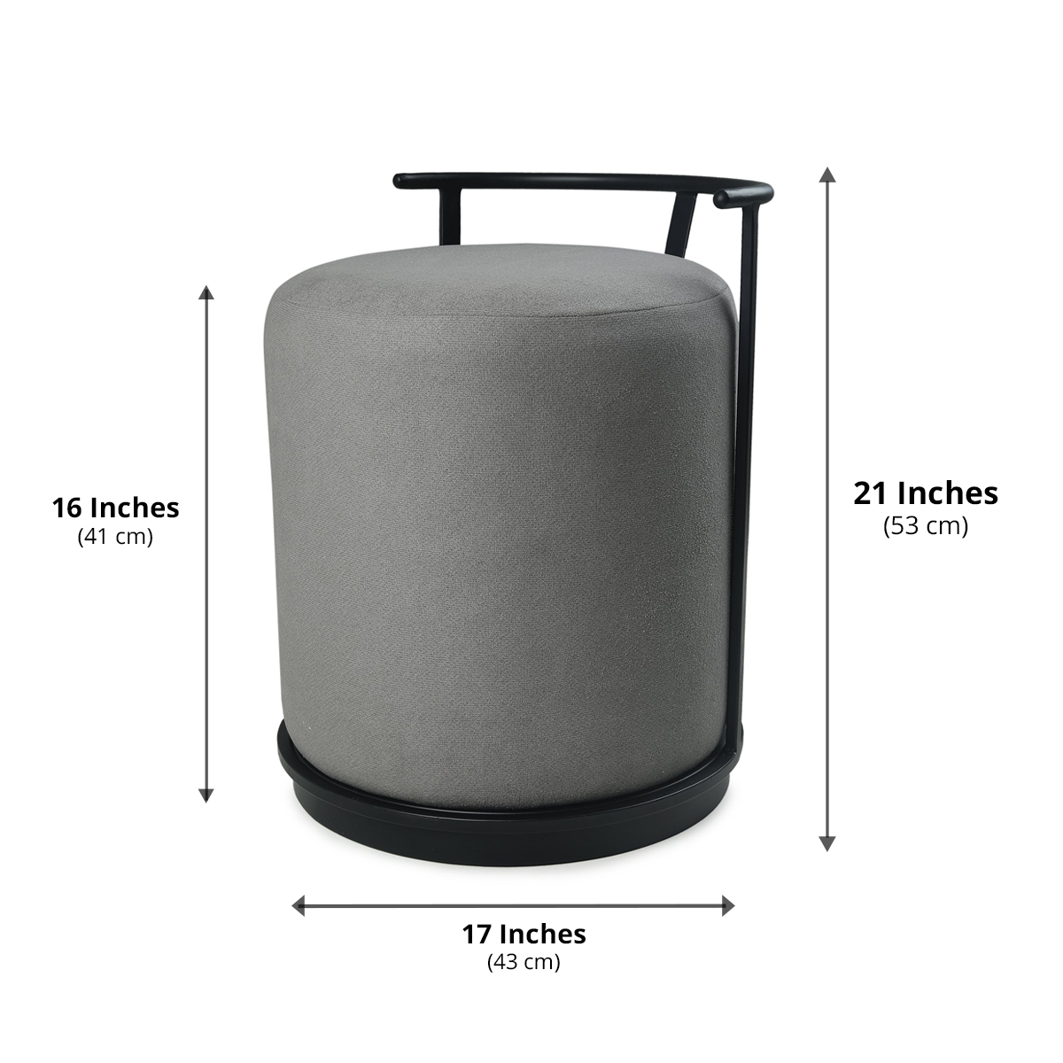 Leo Pouffe Black with Dark Grey