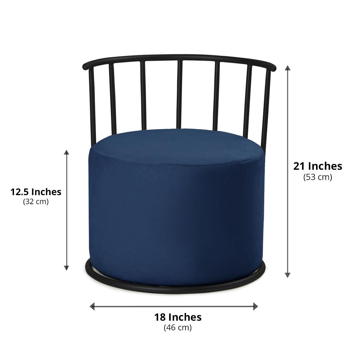 Roman Pouffe Black with Blue