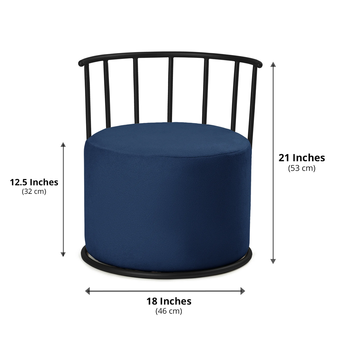 Roman Pouffe Black with Blue