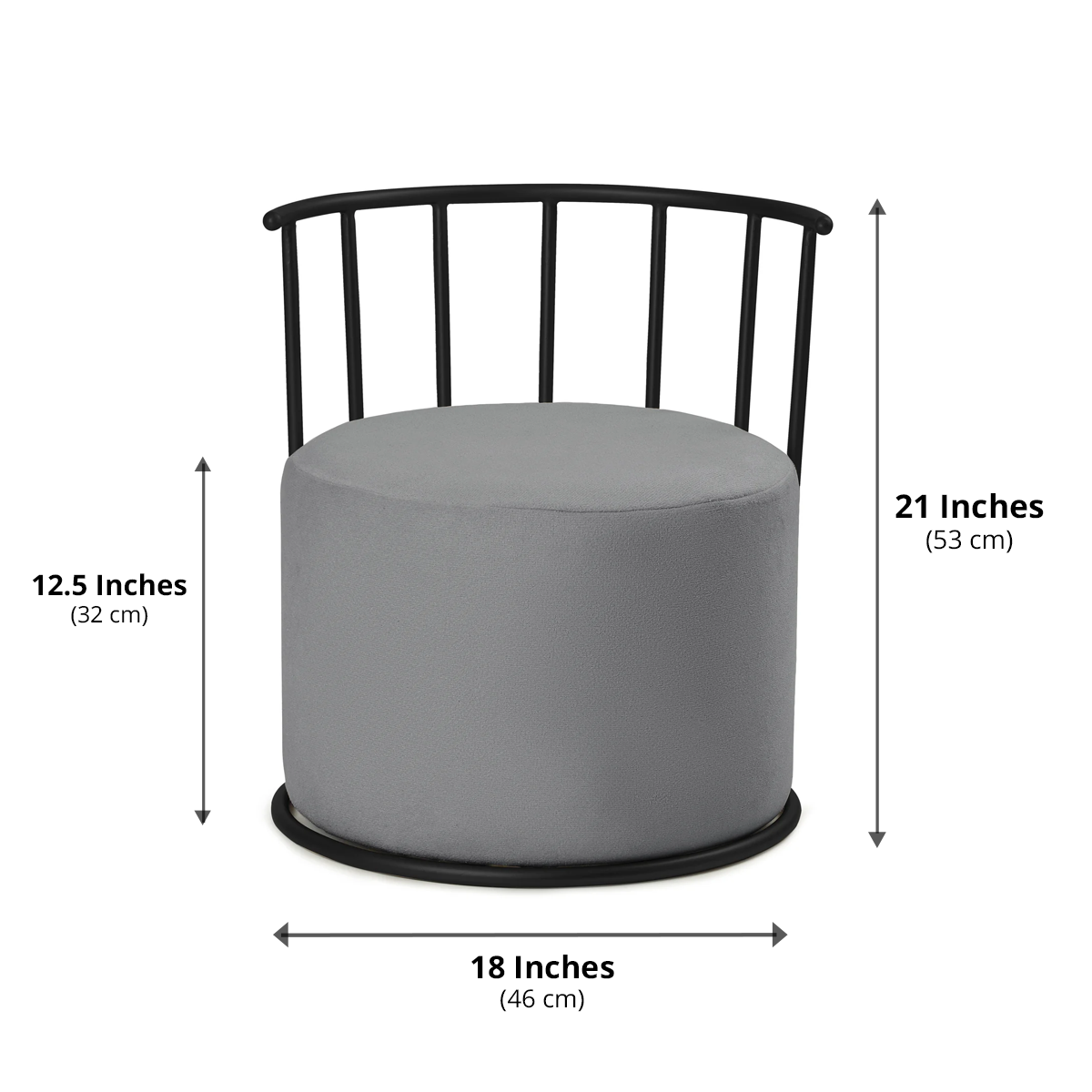 Roman Pouffe Black with Dark Grey