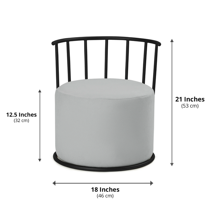 Roman Pouffe Black with Light Grey