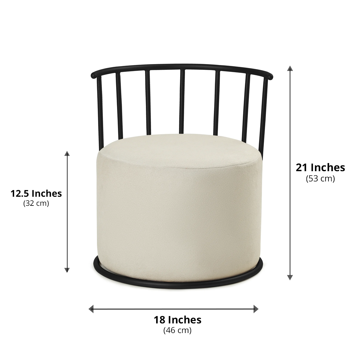 Roman Pouffe Black with Off White