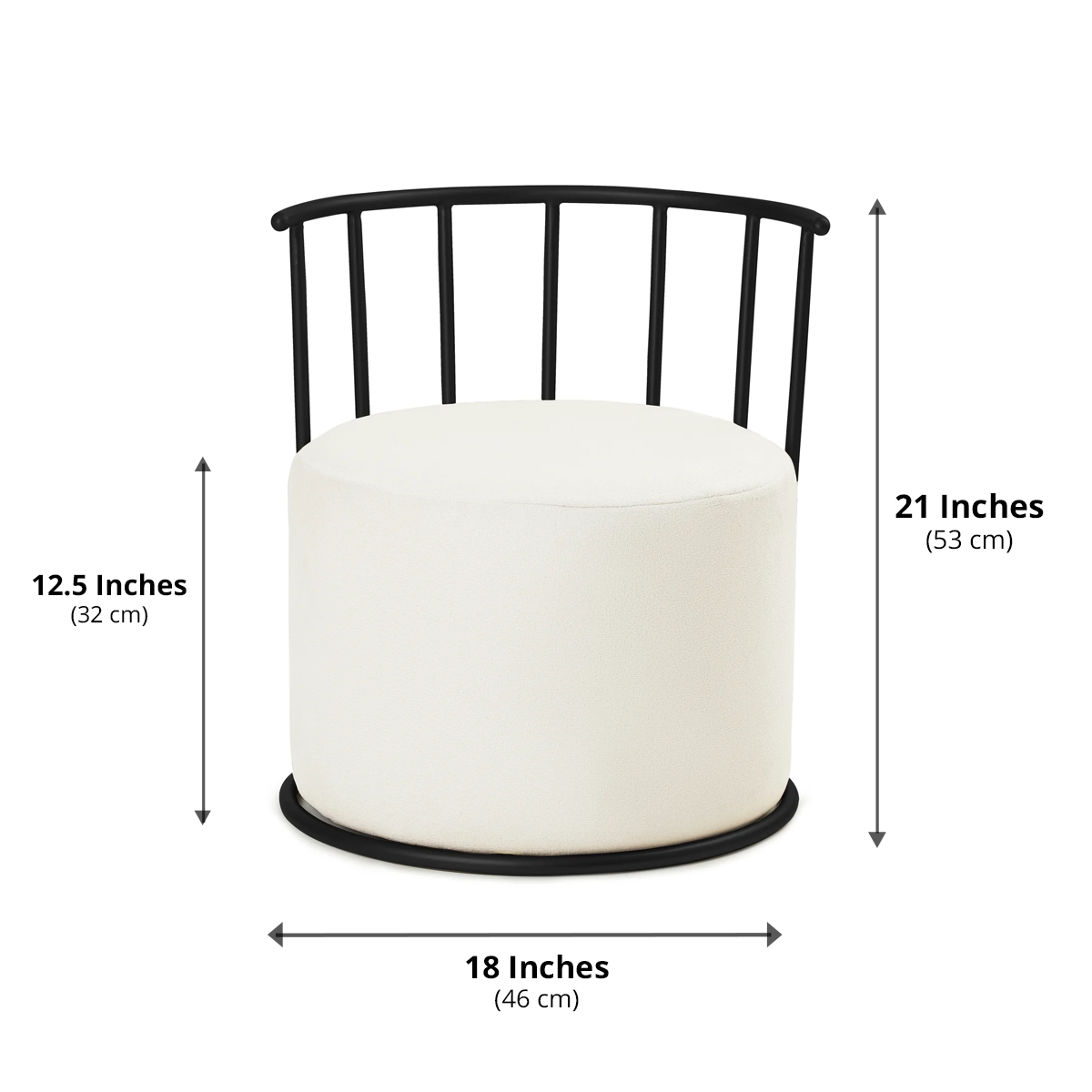 Roman Pouffe Black with White