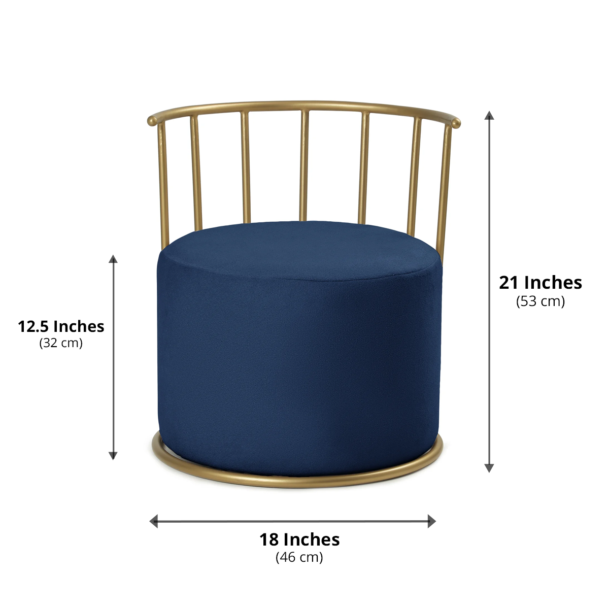 Roman Pouffe Gold with Blue