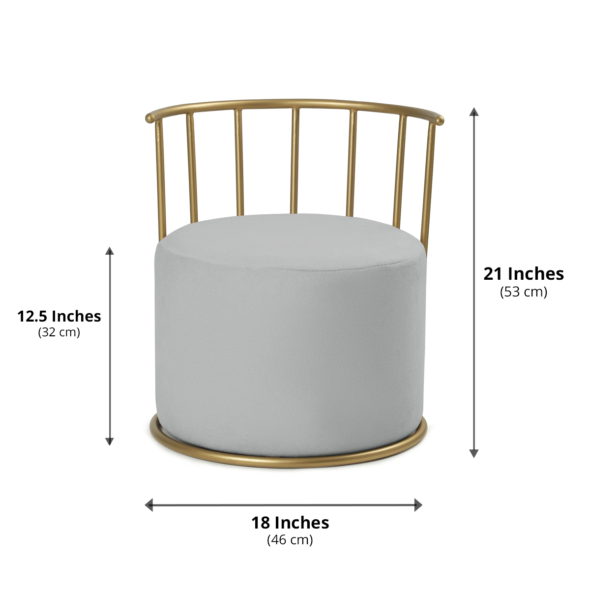 Roman Pouffe Gold with Light Grey