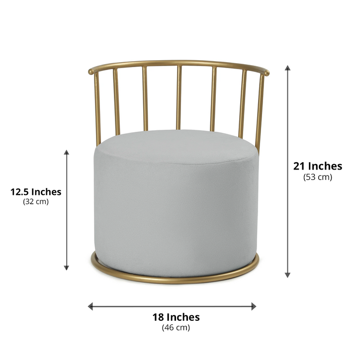 Roman Pouffe Gold with Light Grey