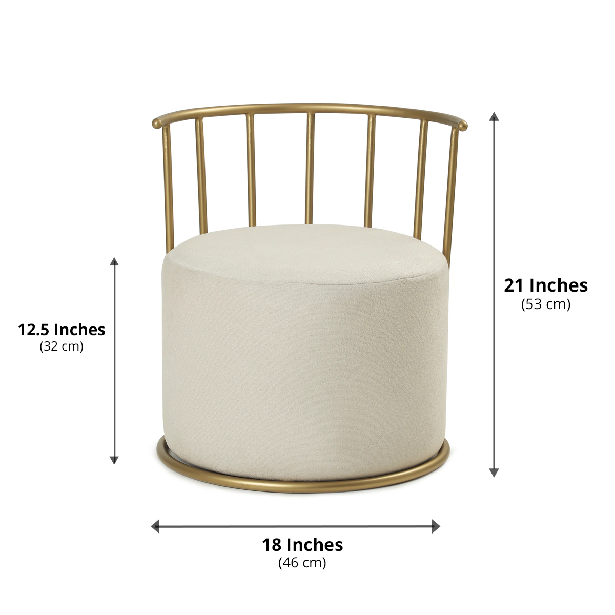 Roman Pouffe Gold with Off White