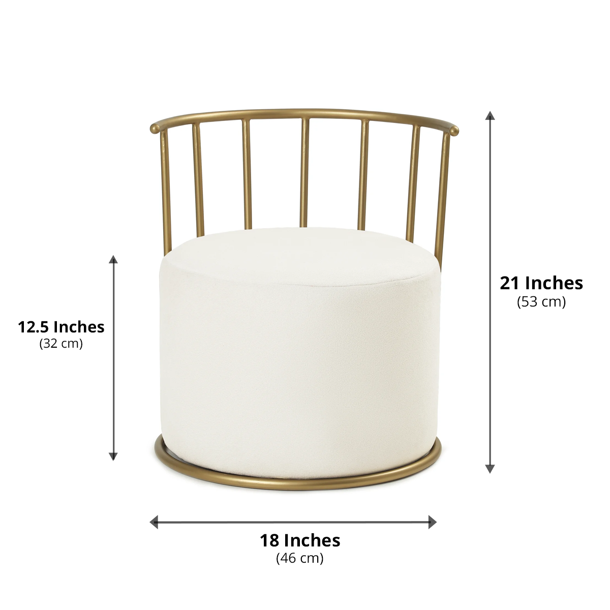 Roman Pouffe Gold with White