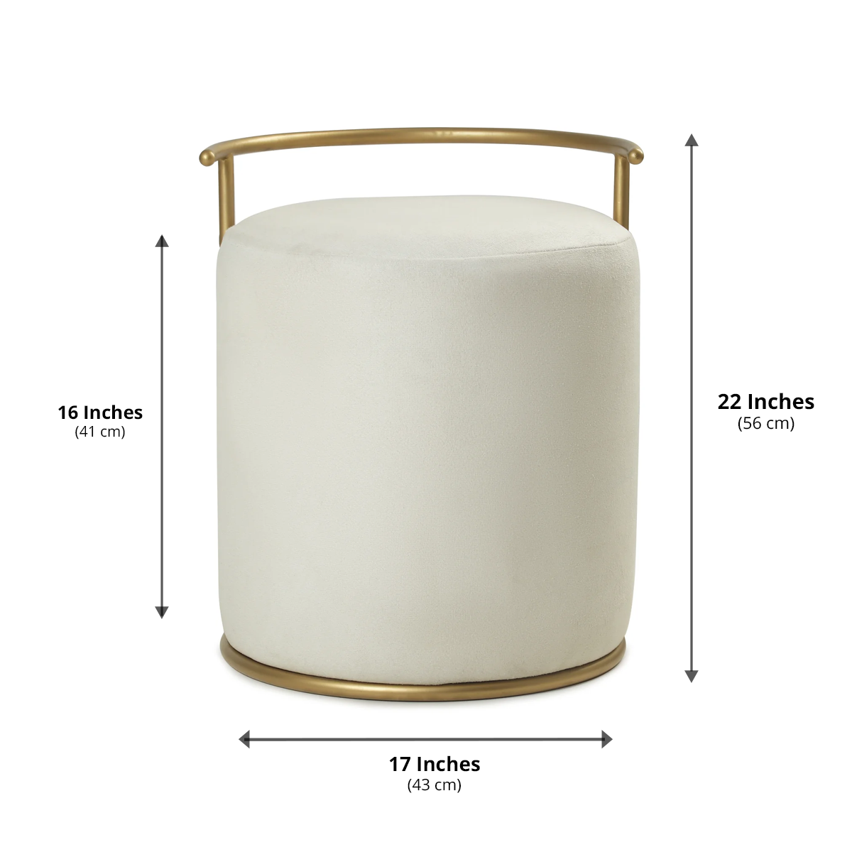 Atticus Pouffe Gold with Off White