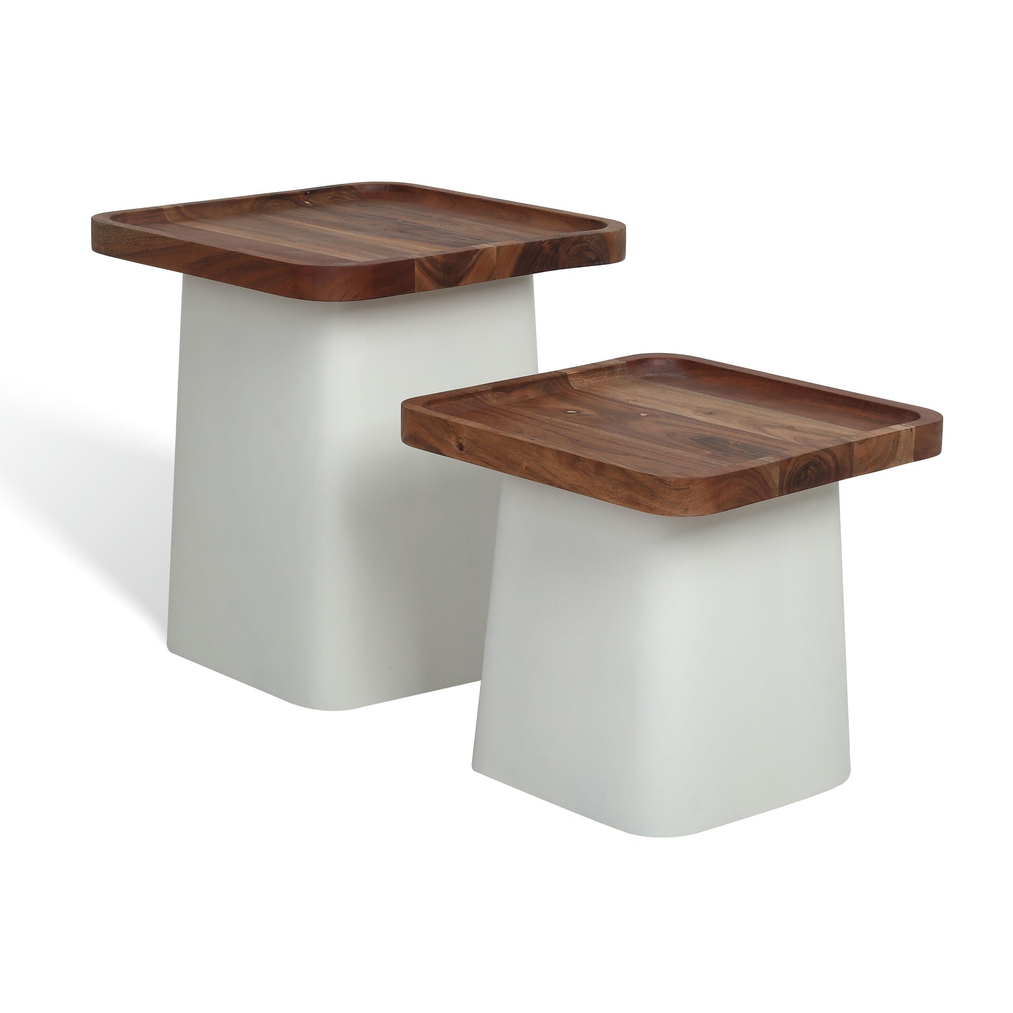 Royal Square Table Set of 2 with Wooden Top White