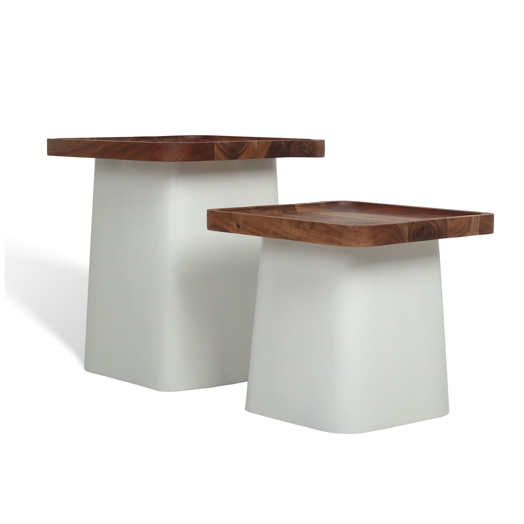 Royal Square Table Set of 2 with Wooden Top White