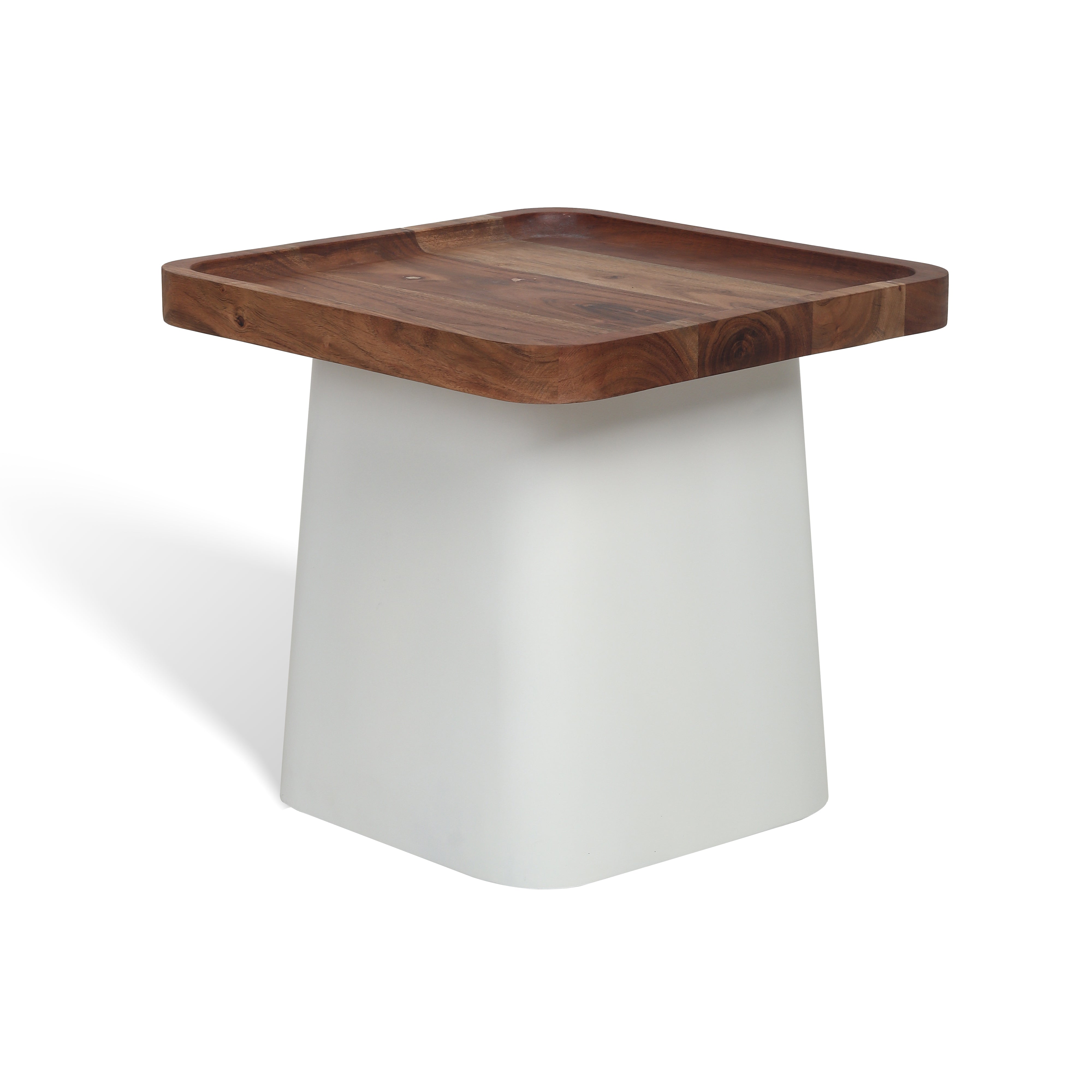 Royal Square Table Set of 2 with Wooden Top White