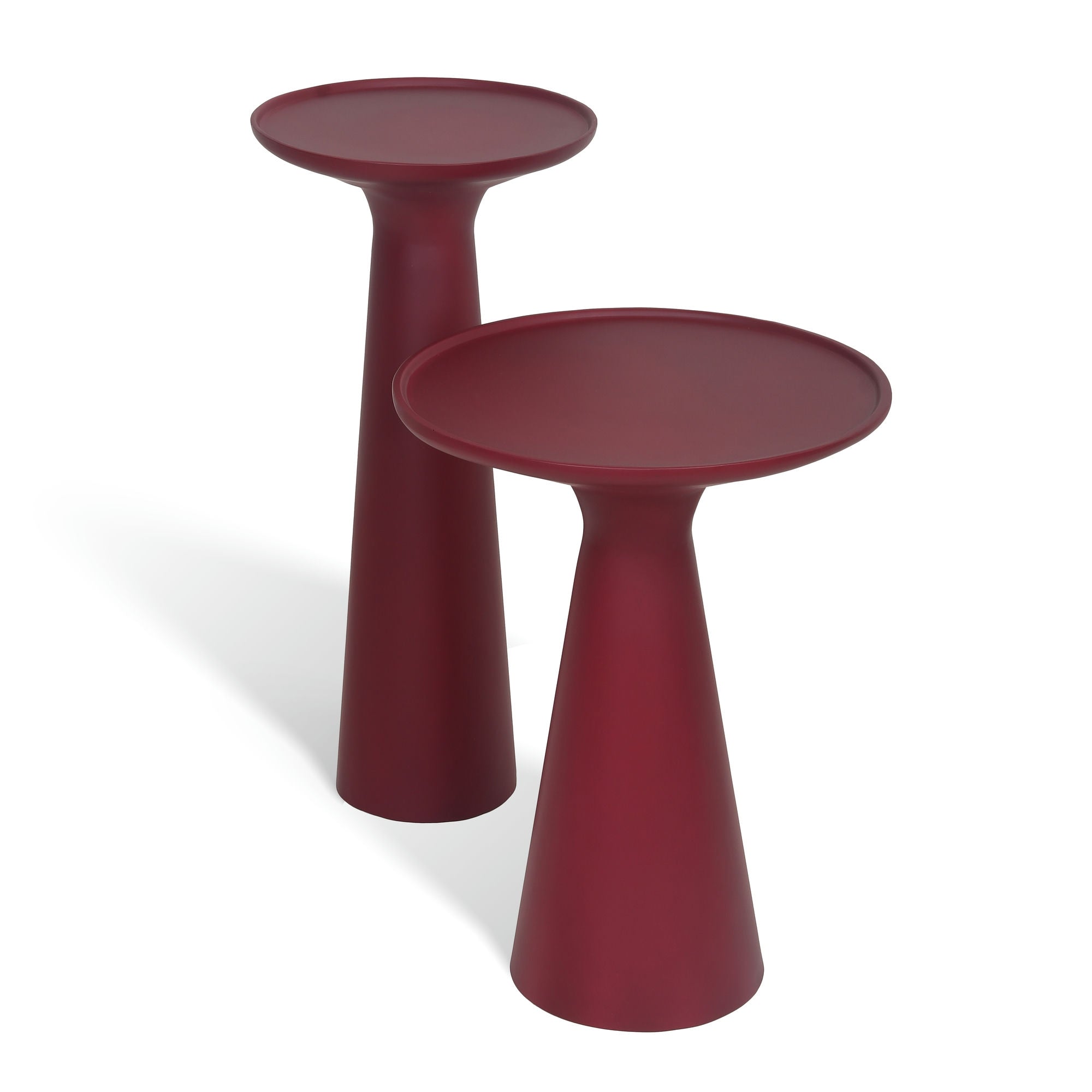 Belgrade Accent Table Set of 2 Maroon Matt
