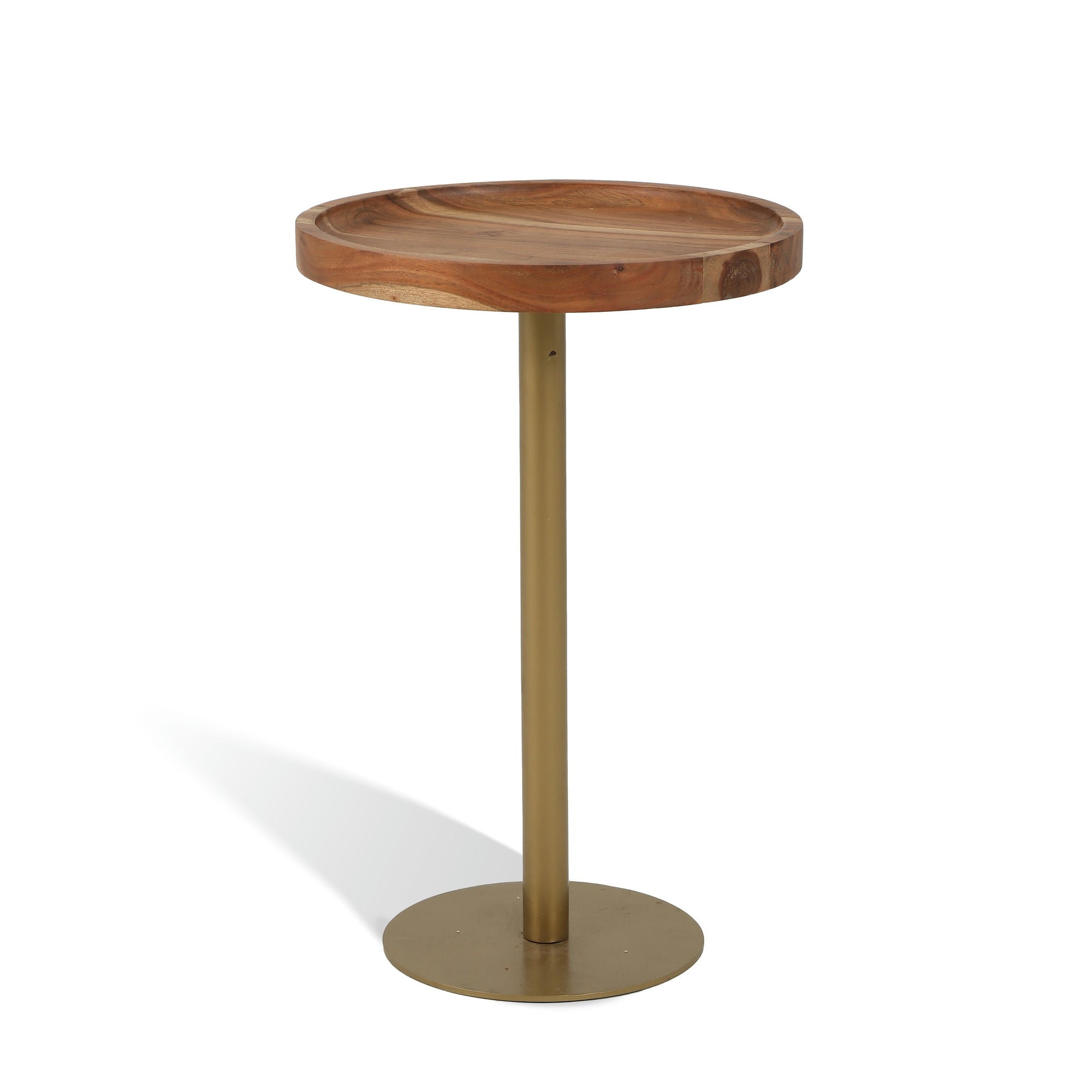 Uncomplicated Side Table Set of 2 with Wooden Top Gold